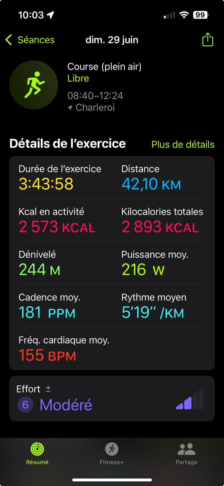 stats of my run